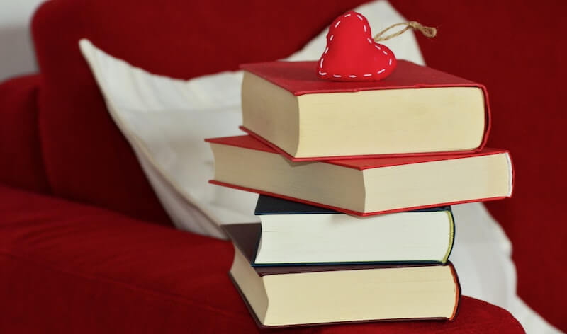 Photo of a stack of books