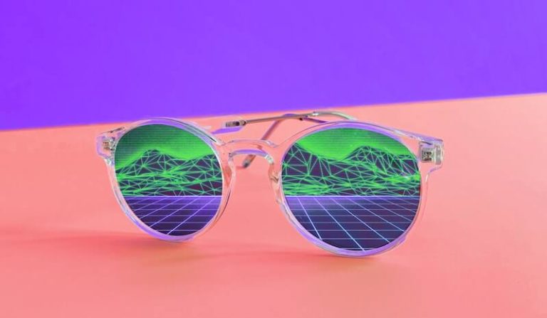 Photo of sunglasses with digital images printed on them