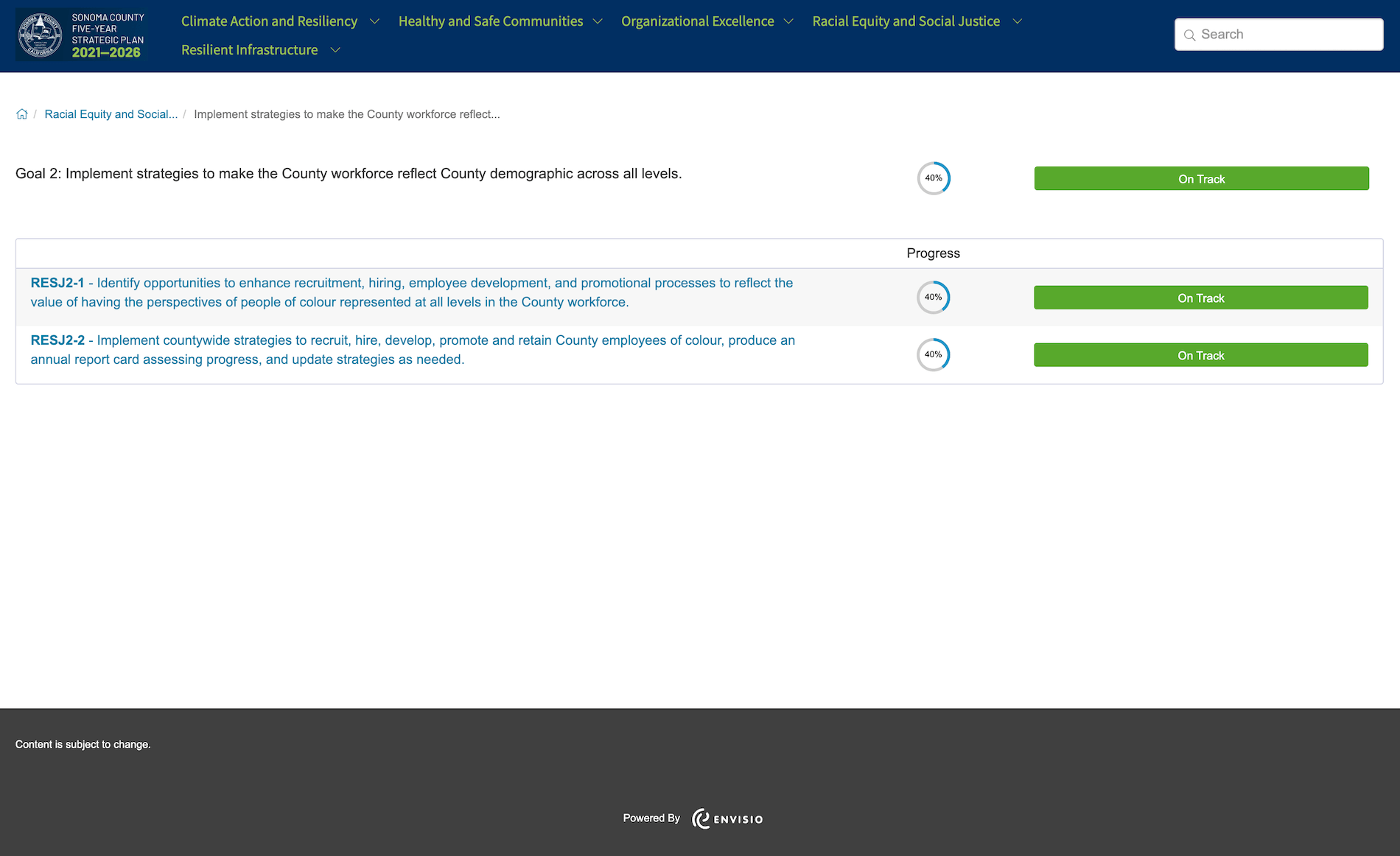 Screenshot of Sonoma County Racial Equity Action Plan