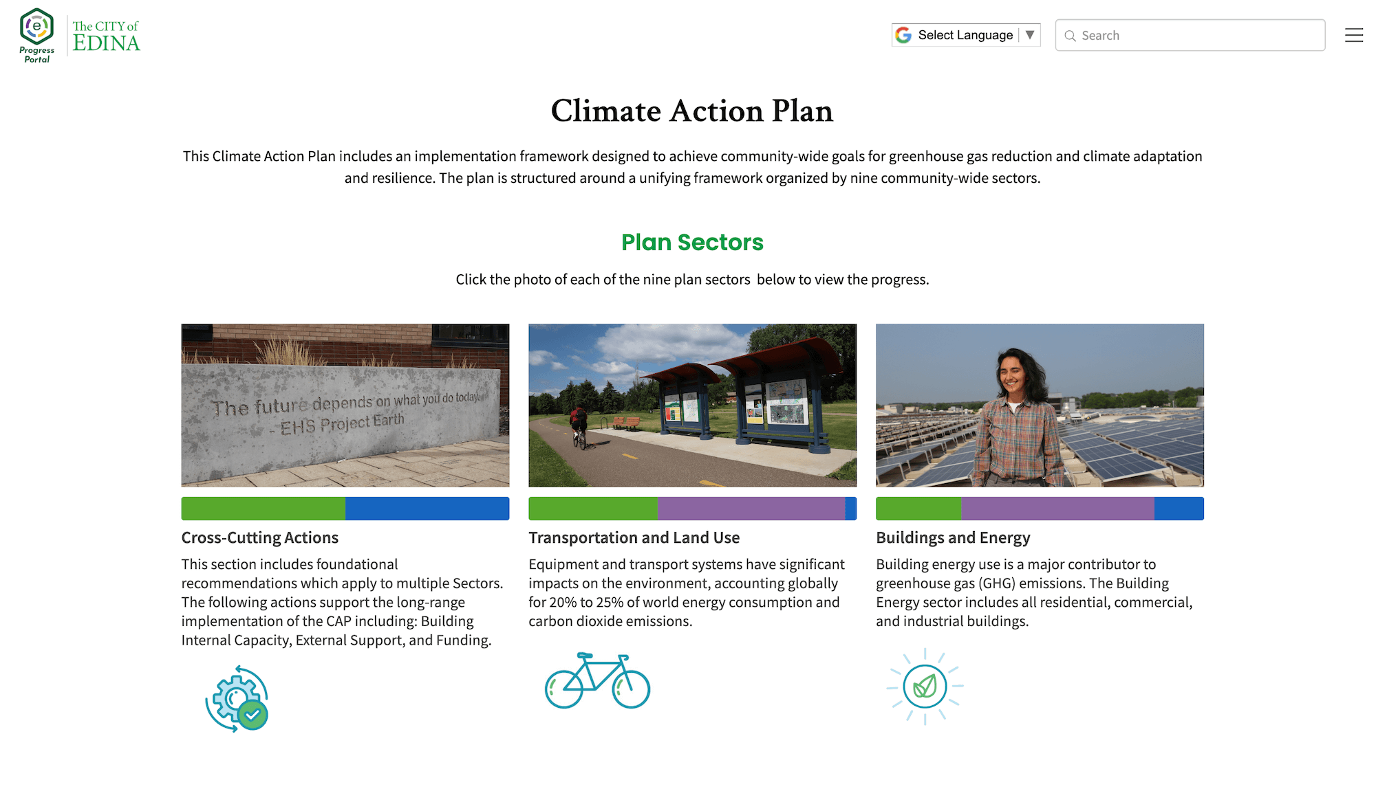 City of Edina Climate Action Plan performance outcome