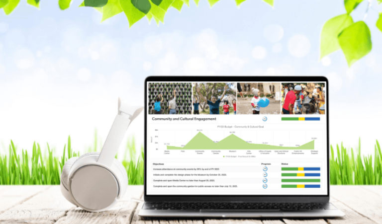 importance of business strategic planning Screenshot of a local government dashboard in a laptop screen outdoors