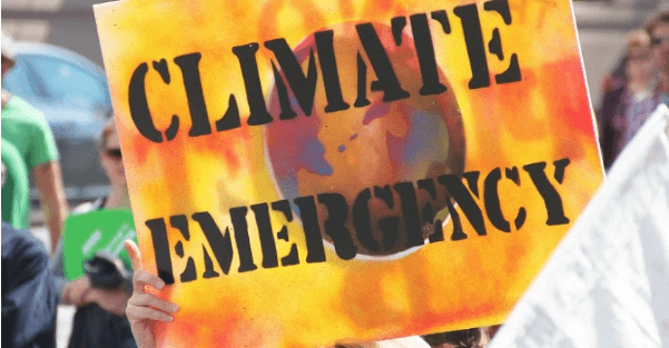 Image of a banner saying "Climate Emergency"