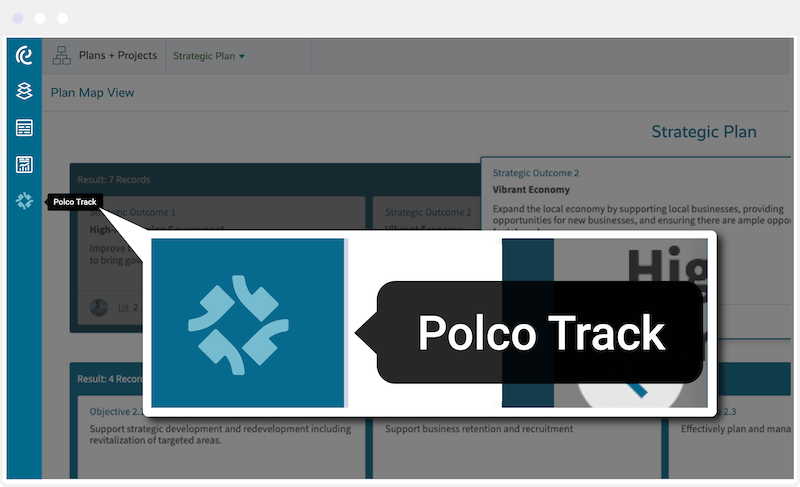 Screenshot of the Polco Track button in the Envisio Platform
