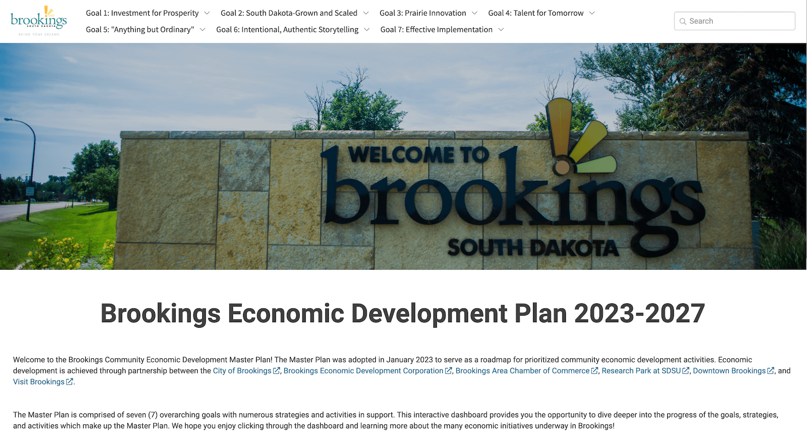 City of Brookings, South dakota economic development dashboard