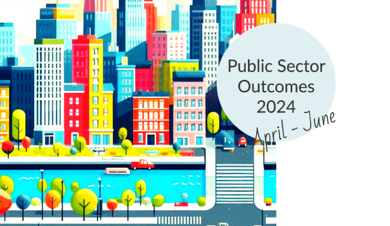 Image of a city scape with the words Envisio "Sector Outcomes 2024, April to June"