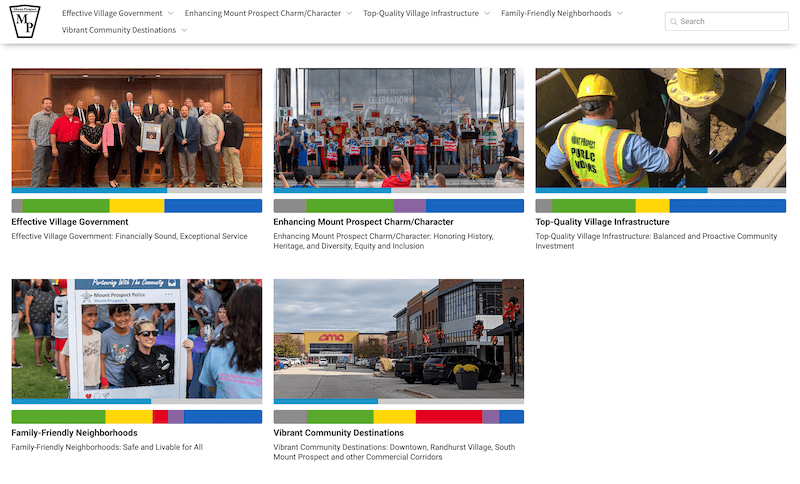 Screenshot of Village of Mount Prospect's Strategic Plan Community dashboard